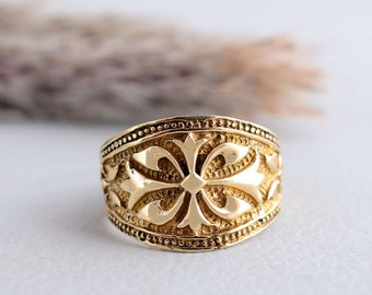 Bague fleur de lys, bague femme, belle bague, bague déclaration, cadeau d'anniversaire, bague unique, cadeau pour femme,