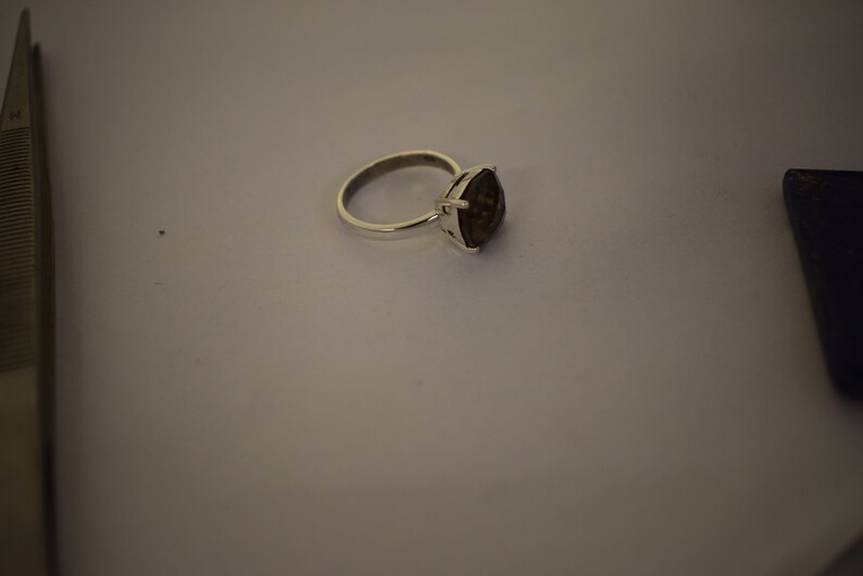 Smokey gemstone ring 925 sterling silver ring