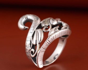 Anneau de cygne en argent sterling, anneau de femmes, anneau de Boho, anneau de déclaration, anneau d'amoureux des animaux, cadeau d'anniversaire, cadeau pour des femmes,