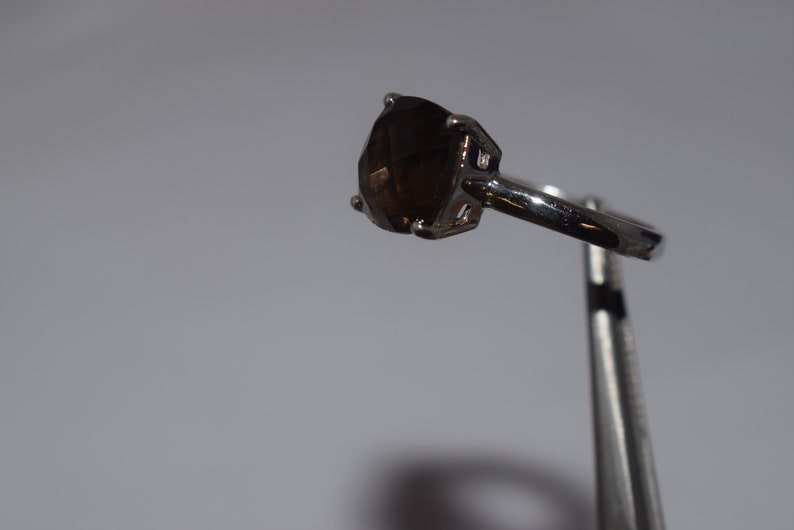 Smokey gemstone ring 925 sterling silver ring