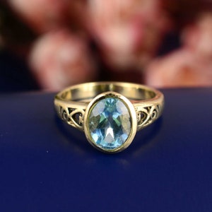 Blue Topaz Ring, Gemstone Ring, December Birthstone Ring, Handmade Ring, Dainty Ring, Unique Ring, Gift For Women, Statement Ring, Gold Ring