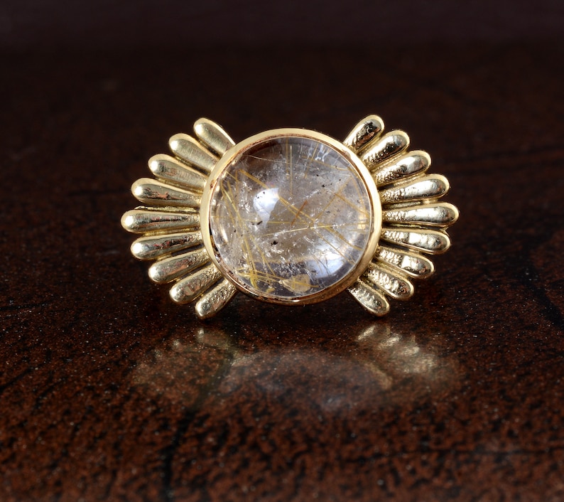 Indian jewelry Gemstone ring,Brass ring,Handmade rings,Statement ring,women ring,gift for her,Wings ring Vintage jewelry Moonstone ring