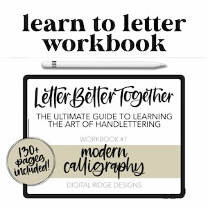 Printable Hand Lettering Workbook, Digital Download, Procreate Hand Lettering Guide, Modern Calligraphy, Brush Lettering Practice Sheets