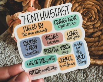 Enneagram 7 The Enthusiast Sticker, Enneagram Art, Enneagram Gift, Personality Type, Self Discovery, Motivational Sticker, Affirmations