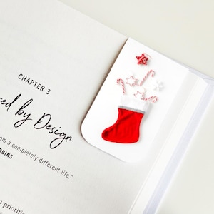 Stocking Magnetic Bookmark, Laminated Bookmark, Bookmark, Magnetic Bookmark, Book Lover Gift, Christmas Gift, Reader Gift Idea, Holiday
