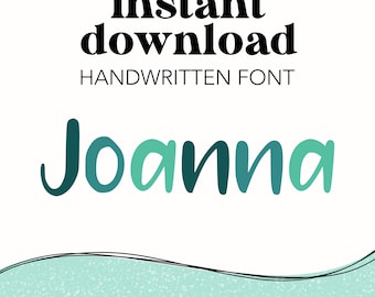 Joanna Handwritten Font, Font Download, Note-taking Font, Planner Font, Typography, Printable, Digital Notes, Hand-Lettered, Procreate