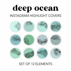 Deep Ocean Instagram Highlight Covers, Teal Icons, Branded Icons, Influencer Highlight Covers, Instagram Story Icons, Instant Download