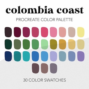 Colombia Coast Procreate Color Palette, Brand Colors, iPad Illustration, Instant Download, HEX Codes, Procreate Art, Procreate Swatches