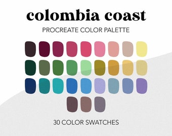 Colombia Coast Procreate Color Palette, Brand Colors, iPad Illustration, Instant Download, HEX Codes, Procreate Art, Procreate Swatches