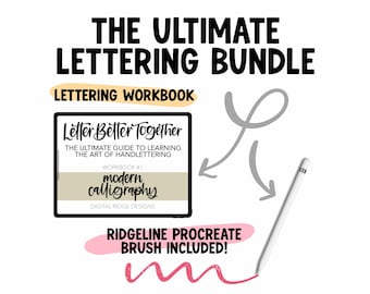 The Ultimate Lettering Bundle Procreate Brush Included Digital Download Learn Hand-Lettering Modern Brush Calligraphy Practice Sheets