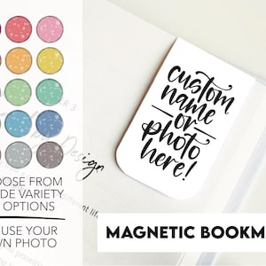 Custom Magnetic Bookmark, Hand-lettered Name Bookmark, Photo Bookmark, Book Lover, Planner Page Marker, Reader Gifts, Personalized Bookmark