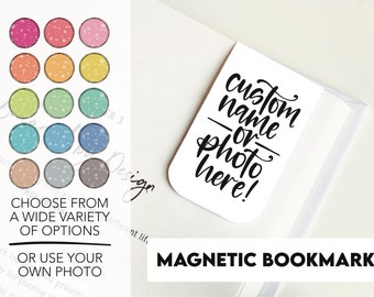 Custom Magnetic Bookmark, Hand-lettered Name Bookmark, Photo Bookmark, Book Lover, Planner Page Marker, Reader Gifts, Personalized Bookmark