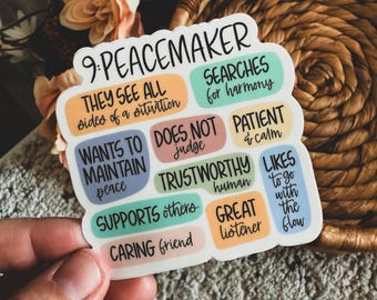 Enneagram 9 The Peacemaker Sticker, Enneagram Art, Enneagram Gift, Personality Type, Self Discovery, Motivational Sticker, Affirmations