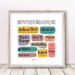 Enneagram 5 Print, The Investigator, Instant Download, Enneagram Type Five, Hand Lettered Art, Infographic, Personality Type, Self Discovery