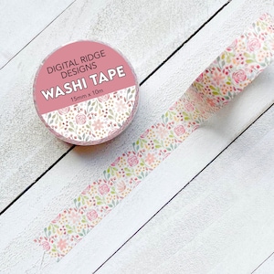 Watercolor Floral Washi Tape | Decorative Tape | Scrapbooking | Journaling | Planners | Gift Wrapping