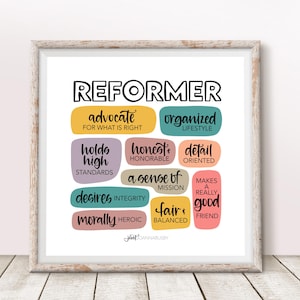 Enneagram 1 Print, The Reformer, Instant Download, Enneagram Type One, Hand Lettered Art, Infographic, Personality Type, Self Discovery