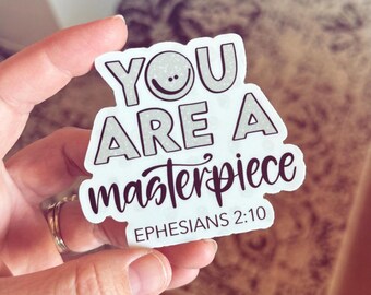 You are a Masterpiece Sticker, Ephesians, Gifts for Her, Bible Study Gift, Scripture Sticker, Faith Sticker, Bible Journaling, Christian