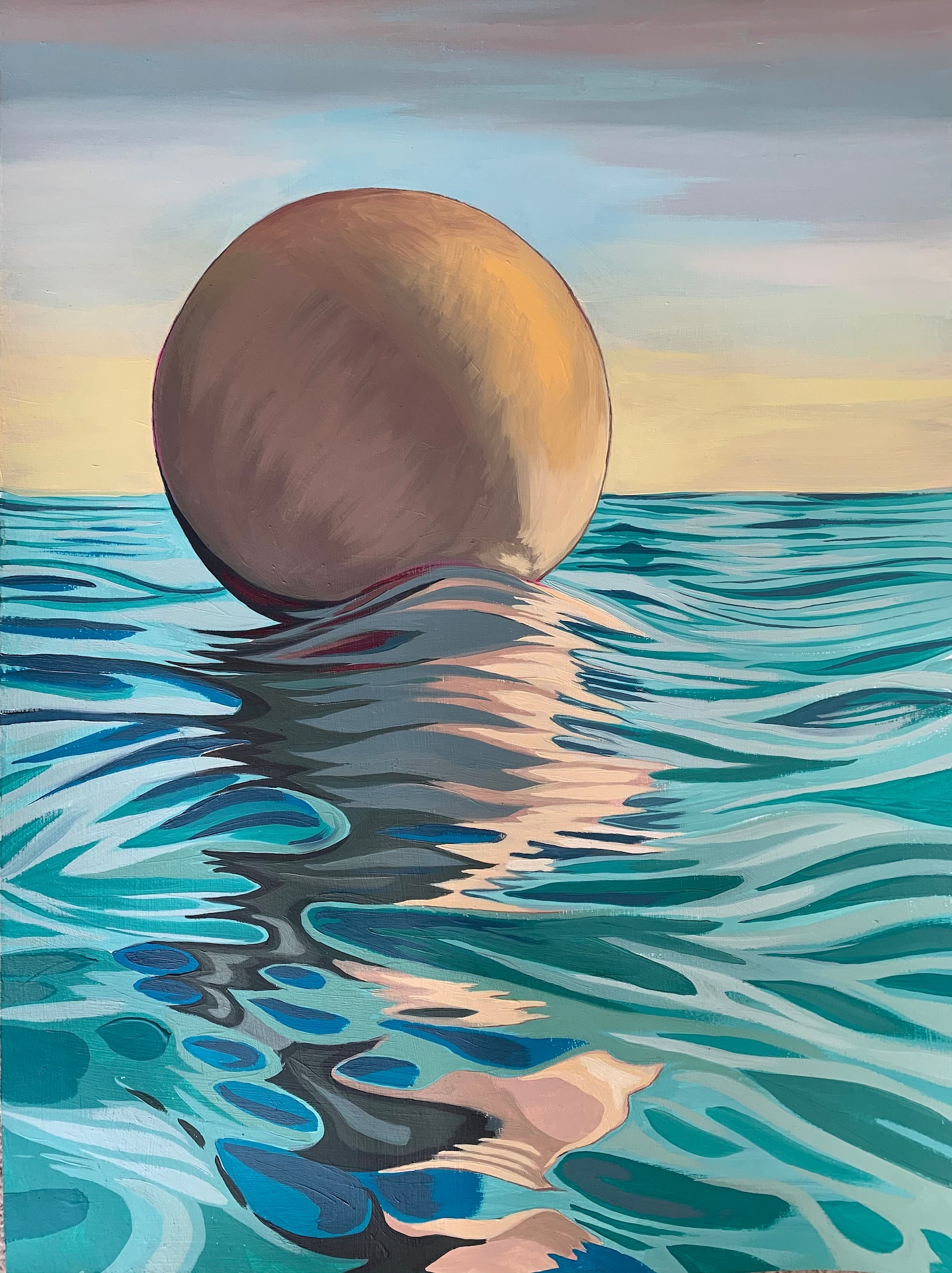 Original Oil Over Acrylic Painting Moon in the Water Etsy