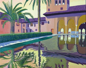 A3 size - ANDALUCIA ALHAMBRA GENERALIFE - Original oil painting