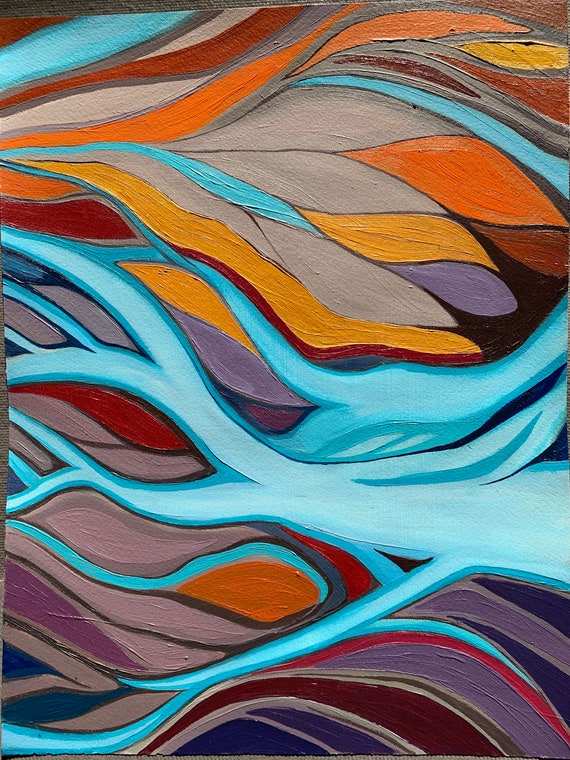 Original Oil Over Acrylic Painting Abstract River Scape Etsy