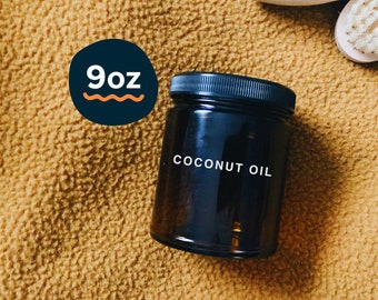 Amber glass coconut oil jar 9oz | modern bathroom, coconut oil, modern kitchen, bath & body, amber glass jar, custom glass jar, zero waste