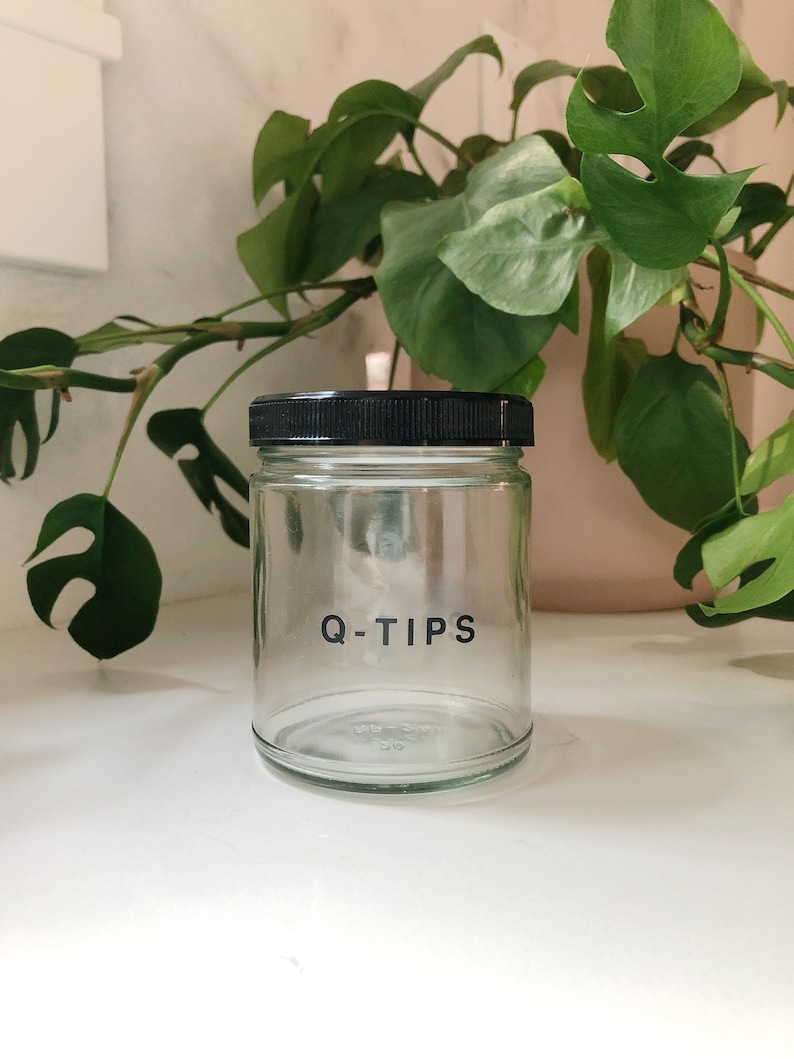 Amber Glass Qtip Jar 9oz Cotton Ball Jar Glass Cotton Swab Etsy