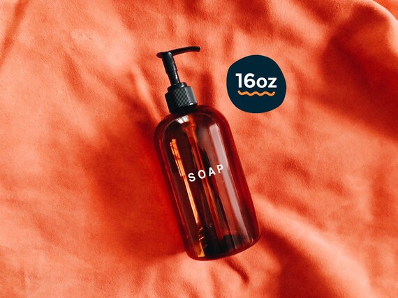 Large Amber Plastic Soap Dispenser 16oz Plastic Soap Bottle