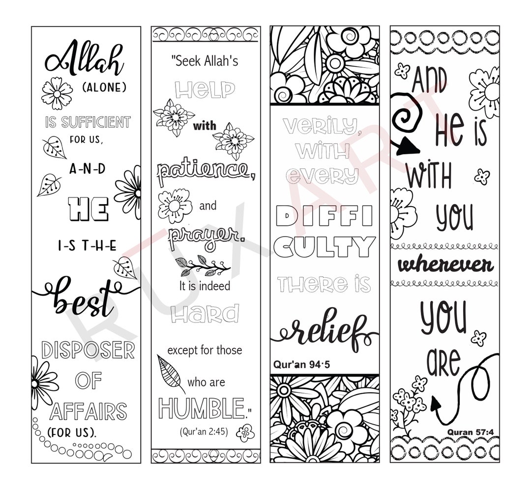 Quran Journal Printable Bookmarks / Traceables Set of 4. Islamic ...