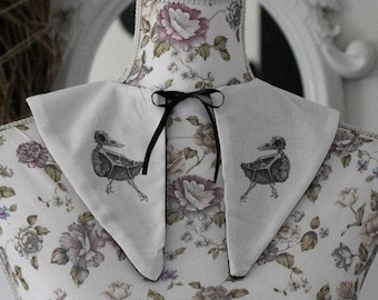 Vintage collar with inked undead bird