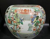 Antique of Chinese Qing Dynasty Guan Ware Style Famille Verte Wucai Porcelain Big Pot,Rare China Royal Art Vintage ceramic collection