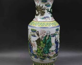 Qing Dynasty Kangxi Style Famille Verte Wucai Porcelain Big Mallet Vase,China Vintage ceramic collection Chinese Antiques Porcelain