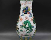 Qing Dynasty Kangxi Style Famille Verte Wucai Porcelain Big Vase,China Vintage ceramic collection Chinese Antiques Porcelain