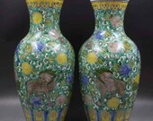Pair of Qing Dynasty Kangxi Style Famille Rose Porcelain Big Mallet Vase,China Vintage ceramic collection Chinese Antiques Porcelain
