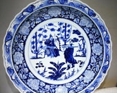 Late Yuan to Early Ming Dynasty Porcelain Blue and White Plate,Rare Vintage Chinese Royal Art Antique Ceramic Collection Chinese Antiques
