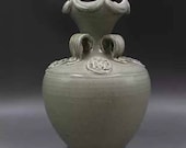 Chinese Antique Five Dynasty Yue Ware Style Porcelain Celadon Vase.Vintage China Royal Art ceramic collection