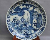 Qing Dynasty Kangxi Style Blue and White Doucai Porcelain Big Plate,China Vintage ceramic collection Chinese Antiques Porcelain