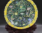 Qing Dynasty Kangxi Style Famille Rose Fencai Porcelain Plate,China Vintage ceramic collection Chinese Antiques Porcelain Christmas Gifts