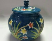 Qing Dynasty Qianlong Style Blue Ground Famille Rose Porcelain Tea Jar.Rare China Imperial Art Vintage ceramic Chinese Antiques Porcelain