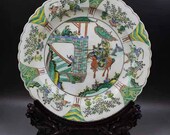 Qing Dynasty Kangxi Style Famille Verte Wucai Porcelain Plate,China Vintage ceramic collection Chinese Antiques Porcelain Christmas Gifts