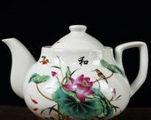Chinese Antique Minguo Jurentang Marked Style Style Famille Rose Fencai Porcelain Teapot.Rare China Royal Art Vintage ceramic Collection