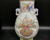 Chinese Antique Qing Dynasty Qianlong Guan Ware Style Famille Rose Fencai Porcelain Vase.China Royal Vintage ceramic Collection