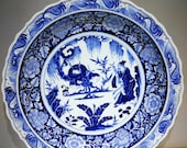 Late Yuan to Early Ming Dynasty Porcelain Blue and White Plate,Rare Vintage Chinese Royal Art Antique Ceramic Collection Chinese Antiques