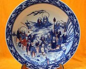 Qing Dynasty Kangxi Style Blue and White Doucai Porcelain Big Plate,China Vintage ceramic collection Chinese Antiques Porcelain