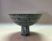 Ming Dynasty Jianwen Guan Ware Style Blue and White Porcelain Stem Bowl.Rare China Imperial Art Vintage ceramic Collection Chinese Antiques
