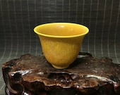 Ming Dynasty Hongzhi Style Yellow Ground Glaze Porcelain Cup.Rare China Imperial Art Vintage ceramic Collection Chinese Antiques Porcelain