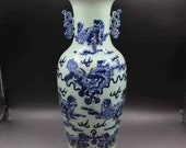 Qing Dynasty Kangxi Style Blue and White Porcelain Big Vase,China Vintage ceramic collection Chinese Antiques Porcelain Christmas Gifts