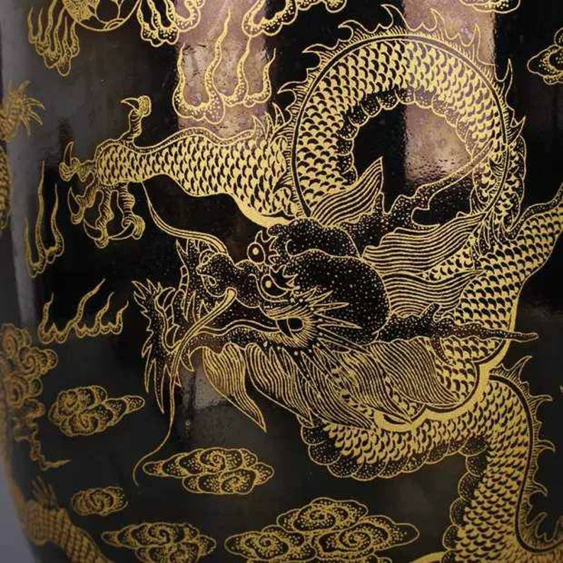 Qing Dynasty Kangxi Guan Ware Style Blue Ground Gold Enamel Porcelain Big Vase,China Vintage ceramic collection Chinese Antiques Porcelain