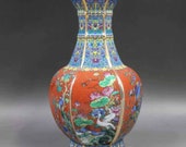 Qing Dynasty Qianlong Style colour enamels Falangcai porcelain Vase.Rare China Imperial Art Vintage ceramic Chinese Antiques Porcelain