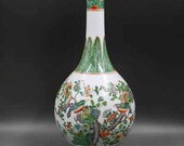 Qing Dynasty Kangxi Style Famille Verte Wucai Porcelain Big Danping Dan Vase,China Vintage ceramic collection Chinese Antiques Porcelain