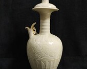 Song Dynasty Ding Ware Style Porcelain White Glaze Flask Vase,Rare Vintage China Royal Art ceramic collection Chinese Antiques Porcelain
